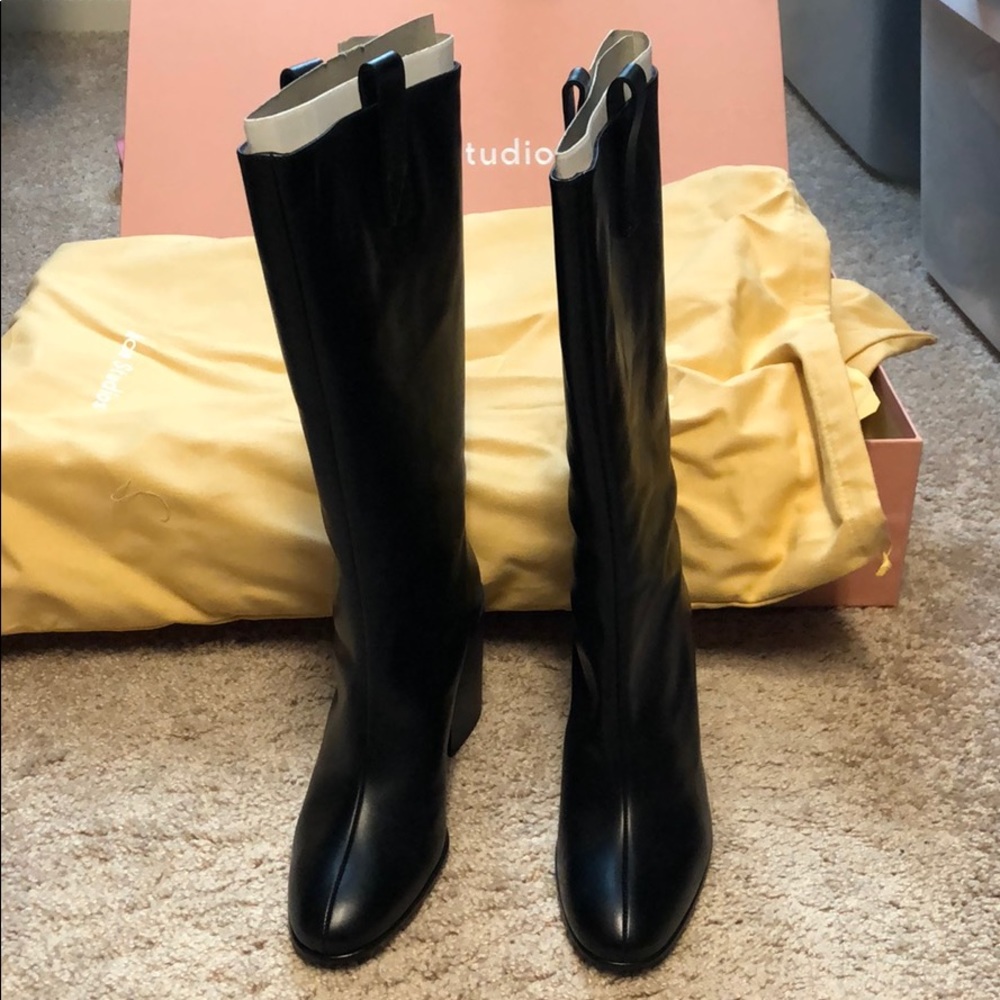 Acne studios knee high leather boots